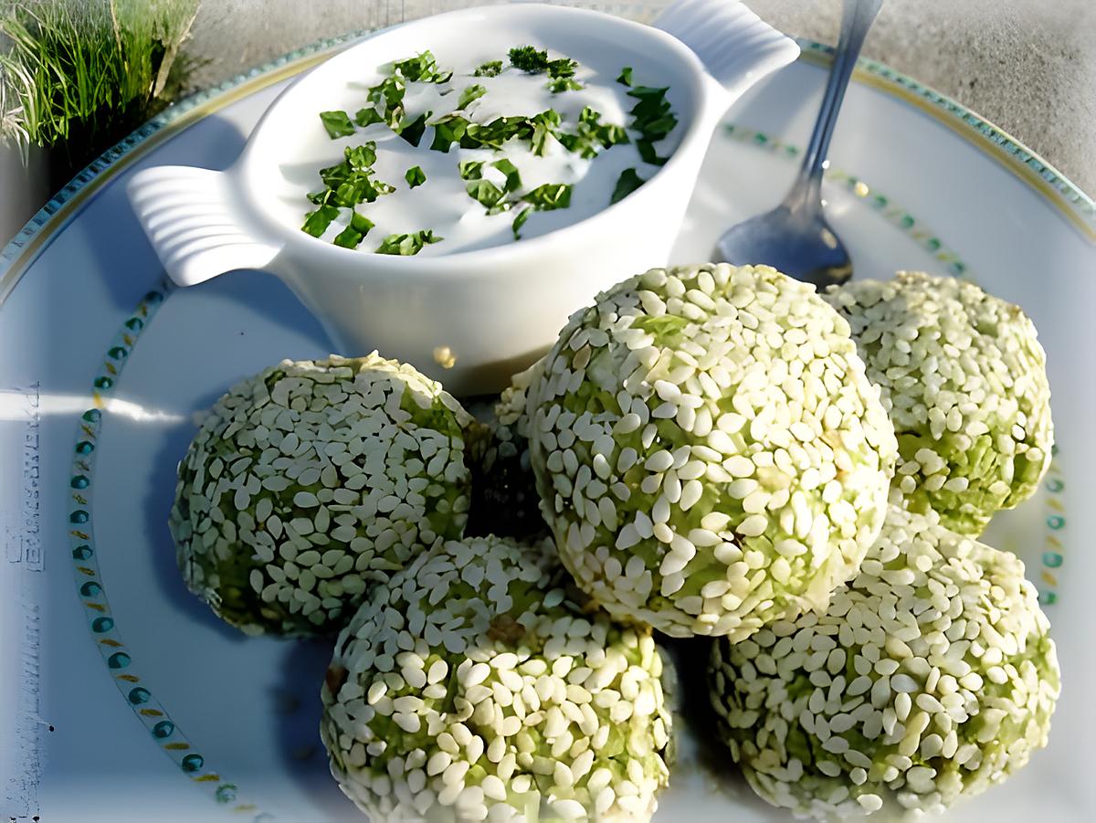 recette Croquettes de petits pois au sésame et parmesan