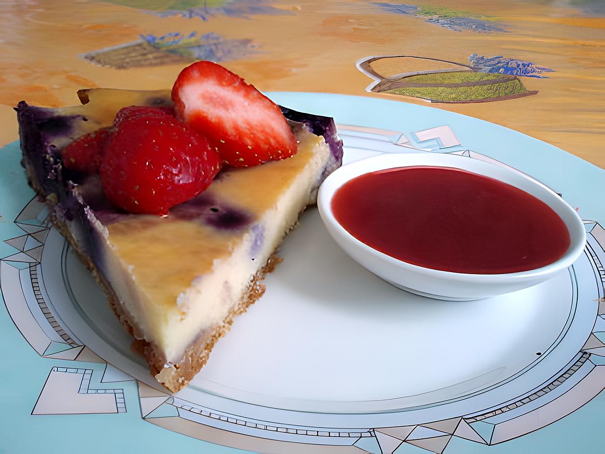 recette Cheesecake à la myrtille, coulis de fraise