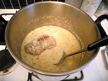 recette Roti de porc et ses pommes de terre a la creme d'ail