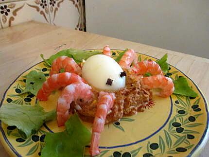 recette Oeuf mimosa au thon a la tomate/crevettes