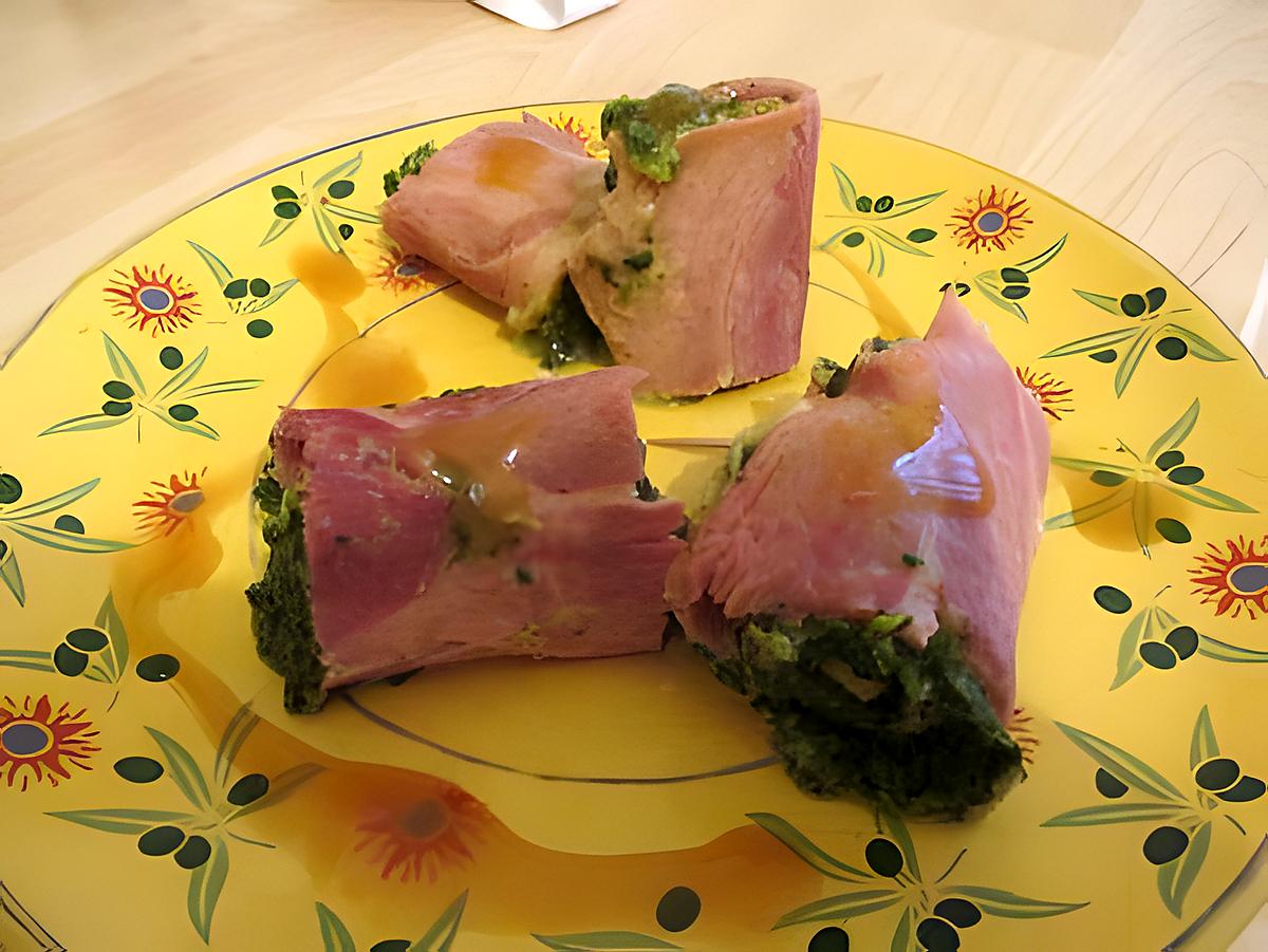 recette Roulé de jambon aux épinards sauce madère