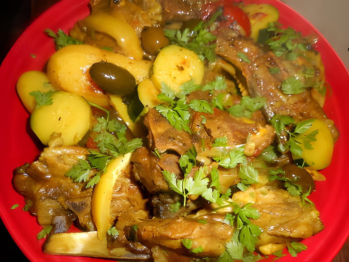 recette Tajine d agneau aux citrons confits et olives violettes