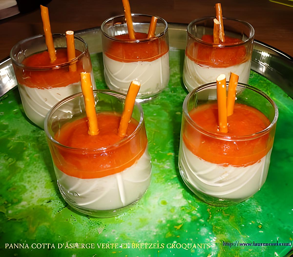 recette PANNA COTTA D'ASPERGE VERTE ET BRETZELS CROQUANTS