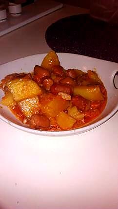 recette Ragout de pomme de terre aux saucisse de strasbourg