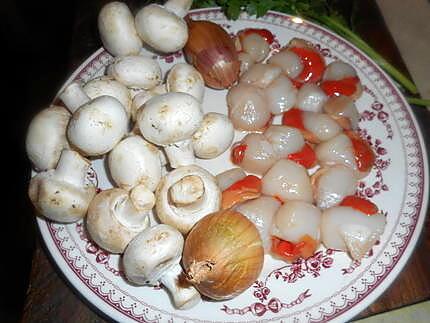 recette Tagliatelles aux noix de st jacques et champignons