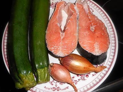 recette Darne de saumon grillée beurre blanc,tagliatelles de courgettes
