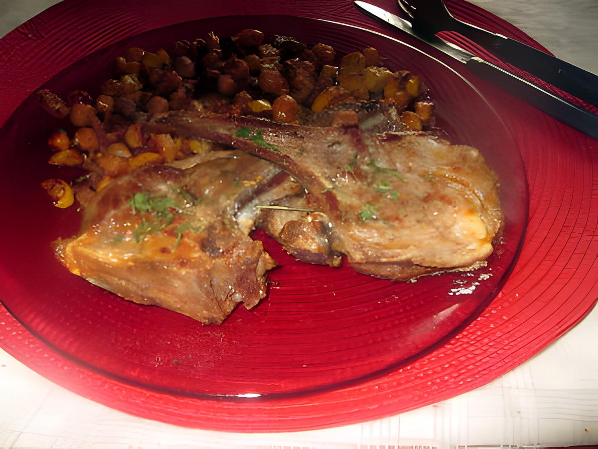 recette cotes  d  agneau  aux pois chiches,,courgettes ......