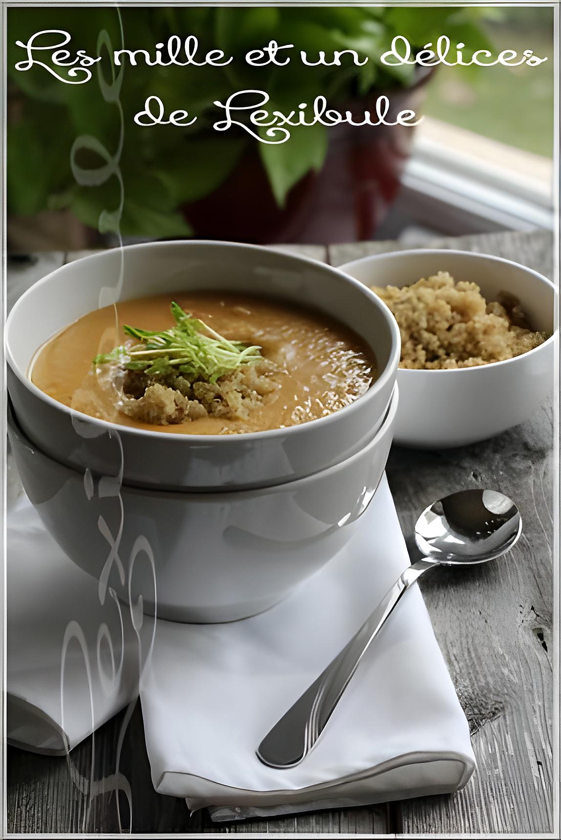 recette ~Potage à la courge, haricots blancs et garniture de quinoa aux herbes fraîches~