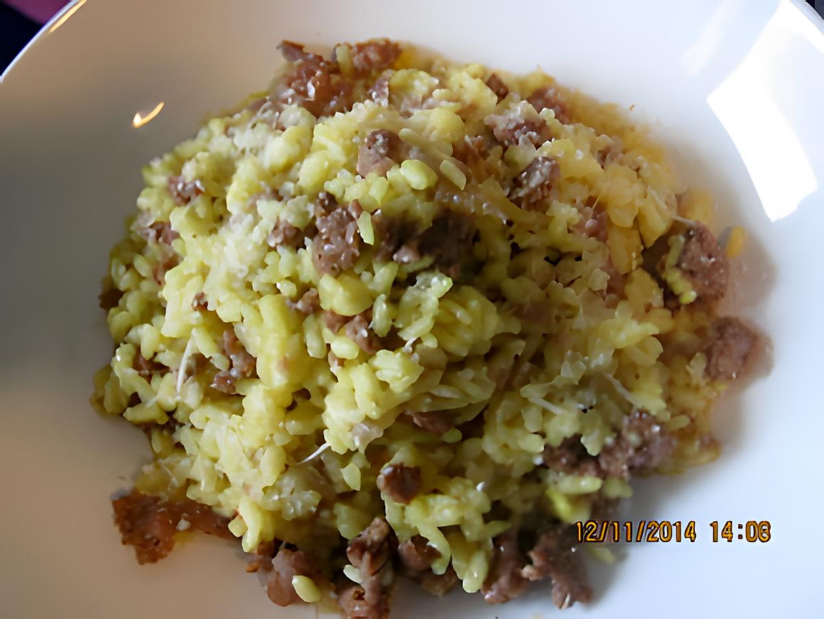 recette Risotto à la chair de sausisse & safran