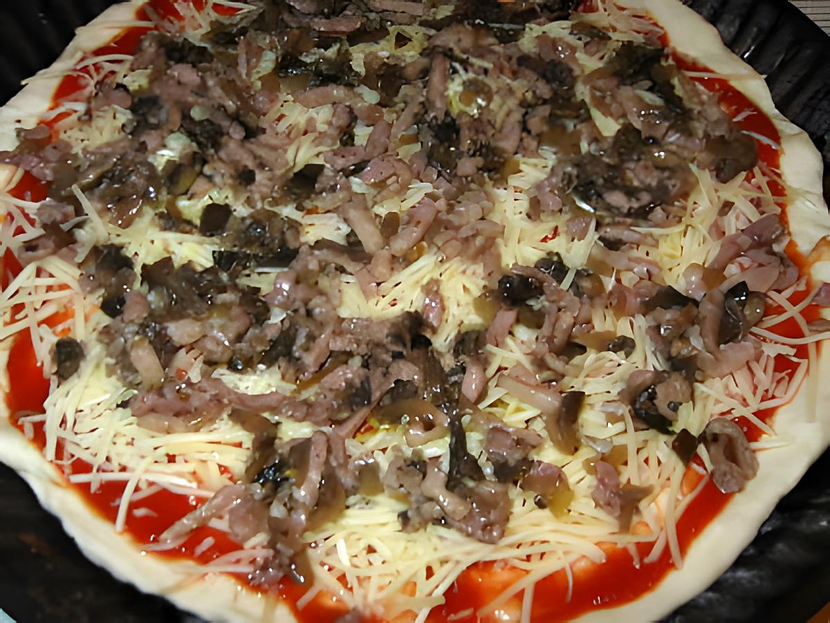 recette Pizza aux lardons et champignons