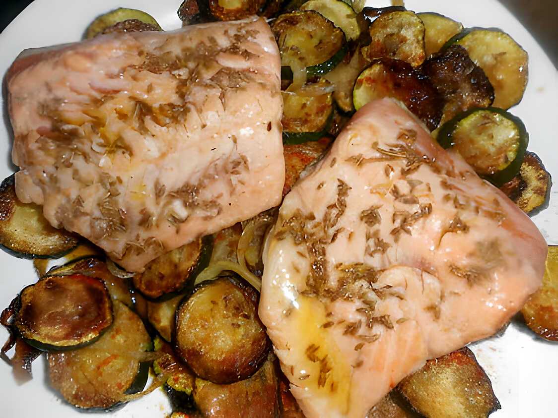Pavé de saumon aux courgettes et cumin