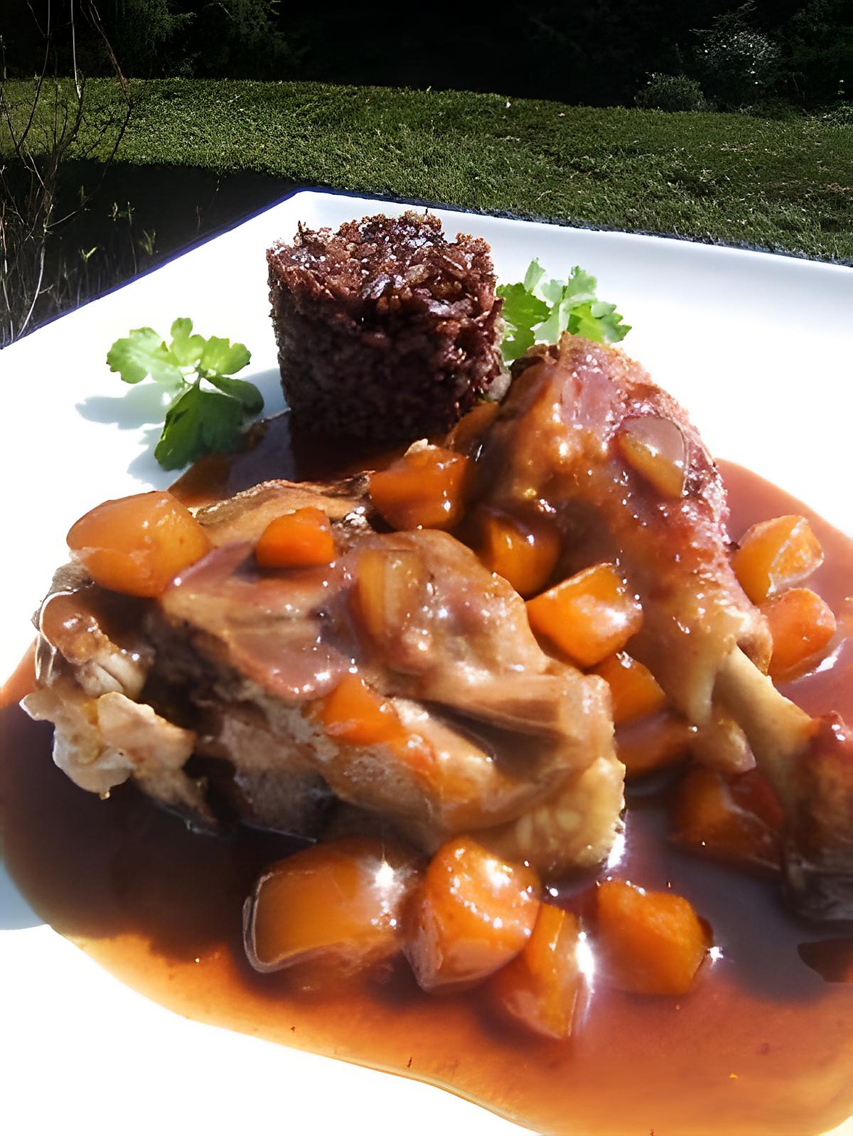 recette Cuisses de canard confites aux abricots et riz noir