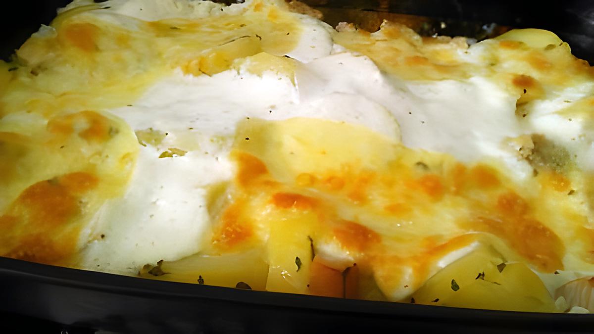 recette Gratin de pomme de terre aux petits suisses chevre mozzarella