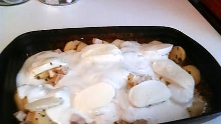 recette Gratin de pomme de terre aux petits suisses chevre mozzarella