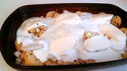 recette Gratin de pomme de terre aux petits suisses chevre mozzarella