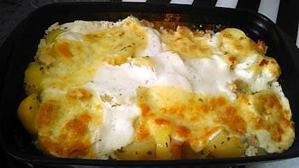 recette Gratin de pomme de terre aux petits suisses chevre mozzarella