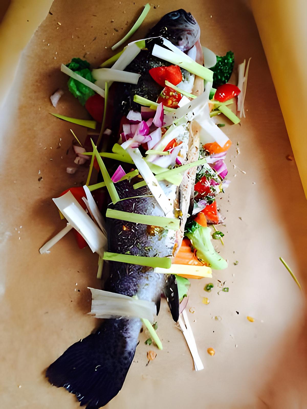 recette truite saumonée au petits légumes