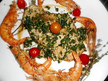 recette Espadon aux gambas