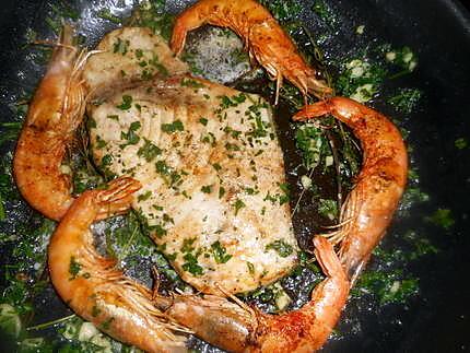 recette Espadon aux gambas