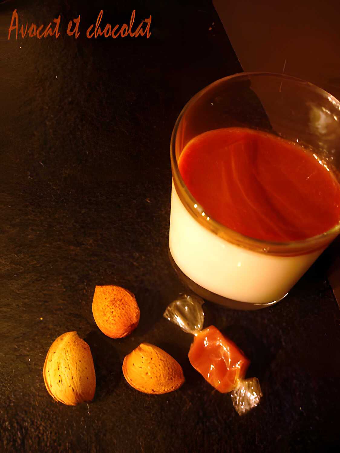 PANNA COTTA Légère en Verrines parfumées à l'Amande Vanillée & son Coulis au Caramel Beurre Salé