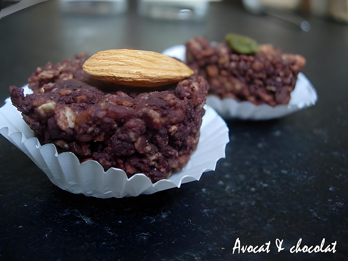 recette Bouchée de Granola ,Avoine, Fruits Secs &  Chocolat au Quinoa