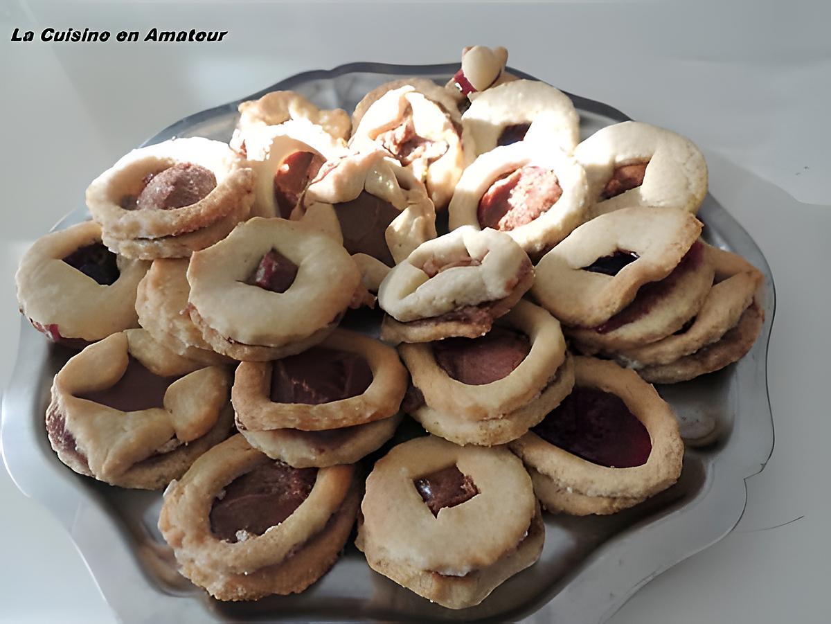 recette Sablé chocolat et sablé confiture géranium et framboises