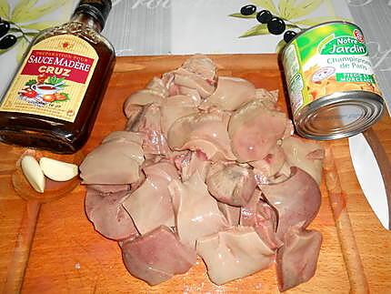 recette ROGNONS DE PORC SAUCE MADERE