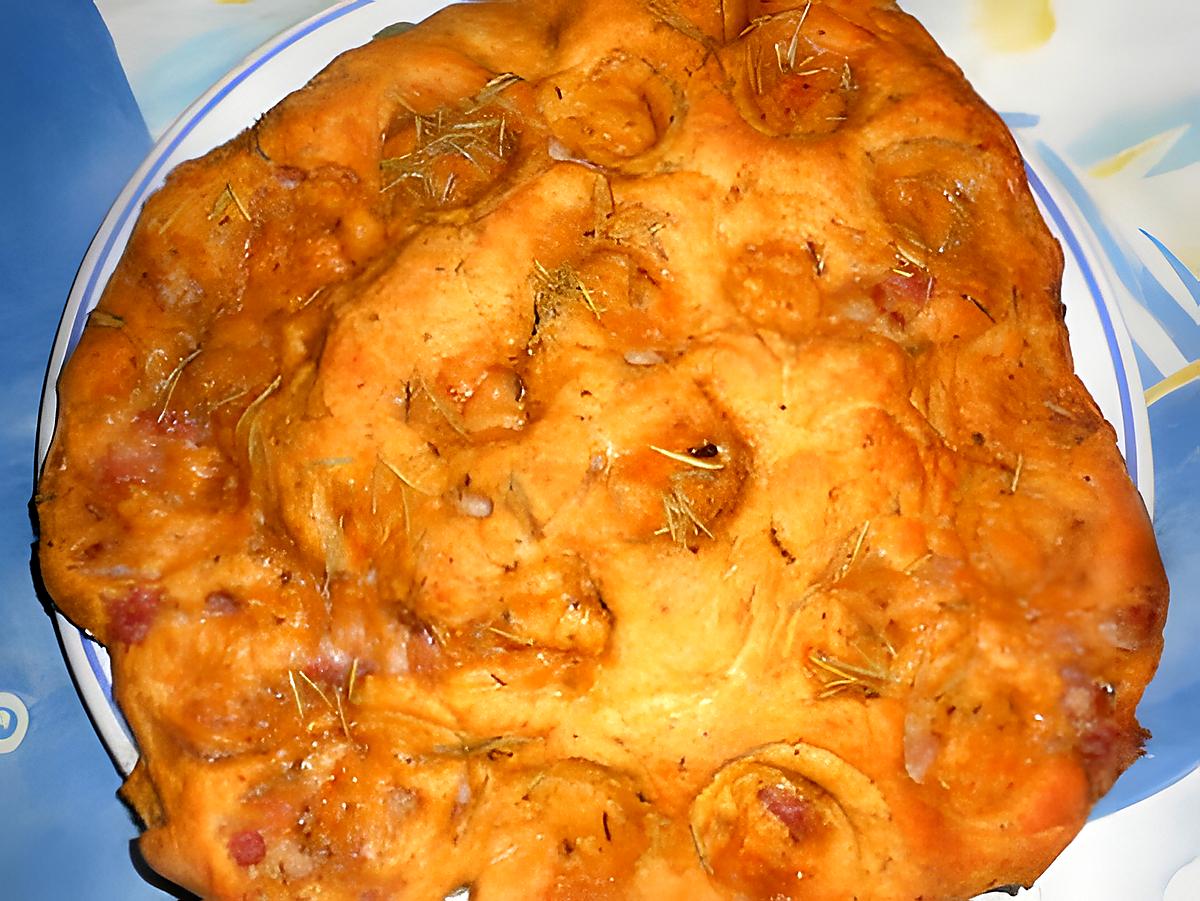 recette Focaccia aux lardons,origan,romarin