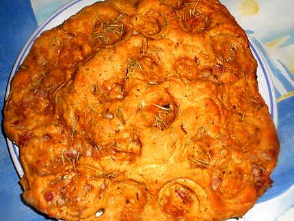 recette Focaccia aux lardons,origan,romarin