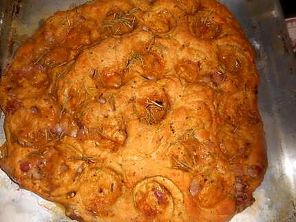 recette Focaccia aux lardons,origan,romarin