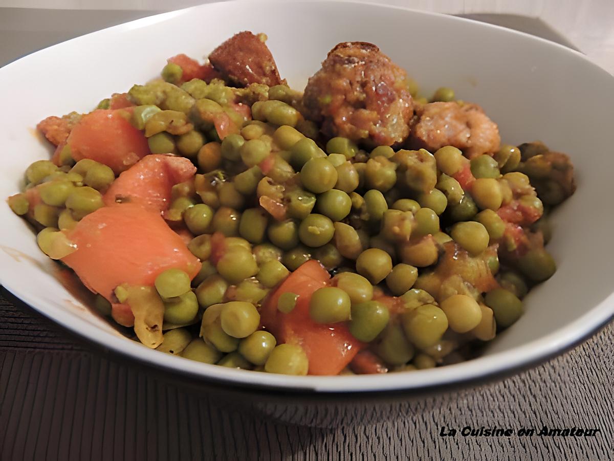 recette Petits pois au chorizo & saucisses