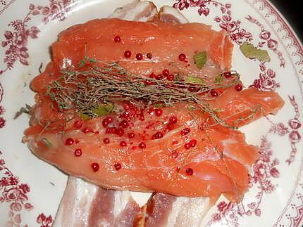recette Roti de saumon au lard