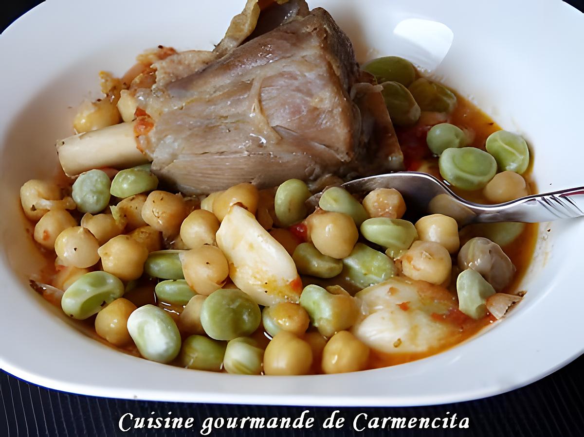 recette Souris d'agneau aux fèves vertes et pois chiche