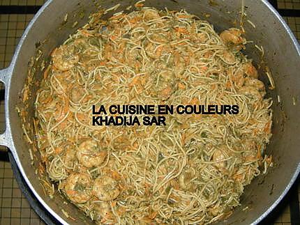 recette Nouilles aux crevettes