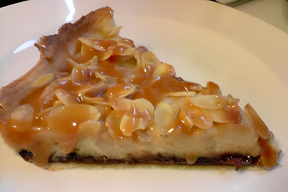 recette Tarte aux poires, chocolat et caramel