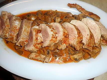 recette Filet mignon de porc au paprika fumé et aux champignons de paris