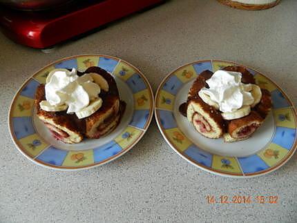 recette Roulé framboises et son coeur choco-banane