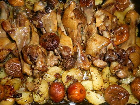 Recette de Manchon de canard confit aux figues et pommes de terre sautées