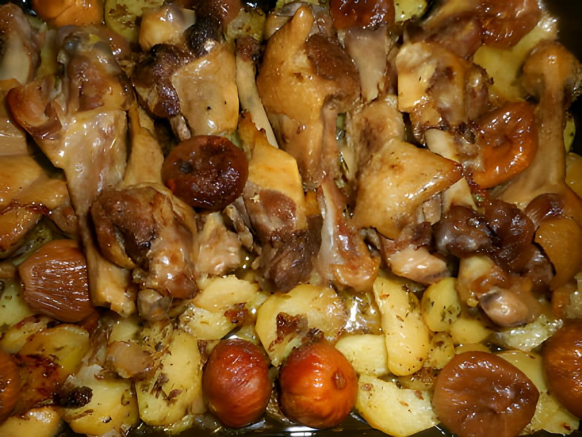 recette Manchon de canard confit aux figues et pommes de terre sautées