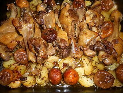 recette Manchon de canard confit aux figues et pommes de terre sautées