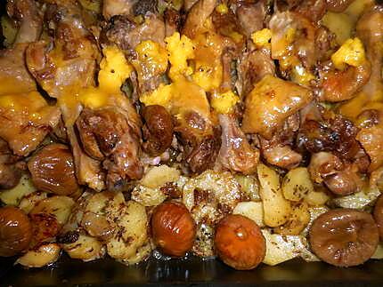 recette Manchon de canard confit aux figues et pommes de terre sautées