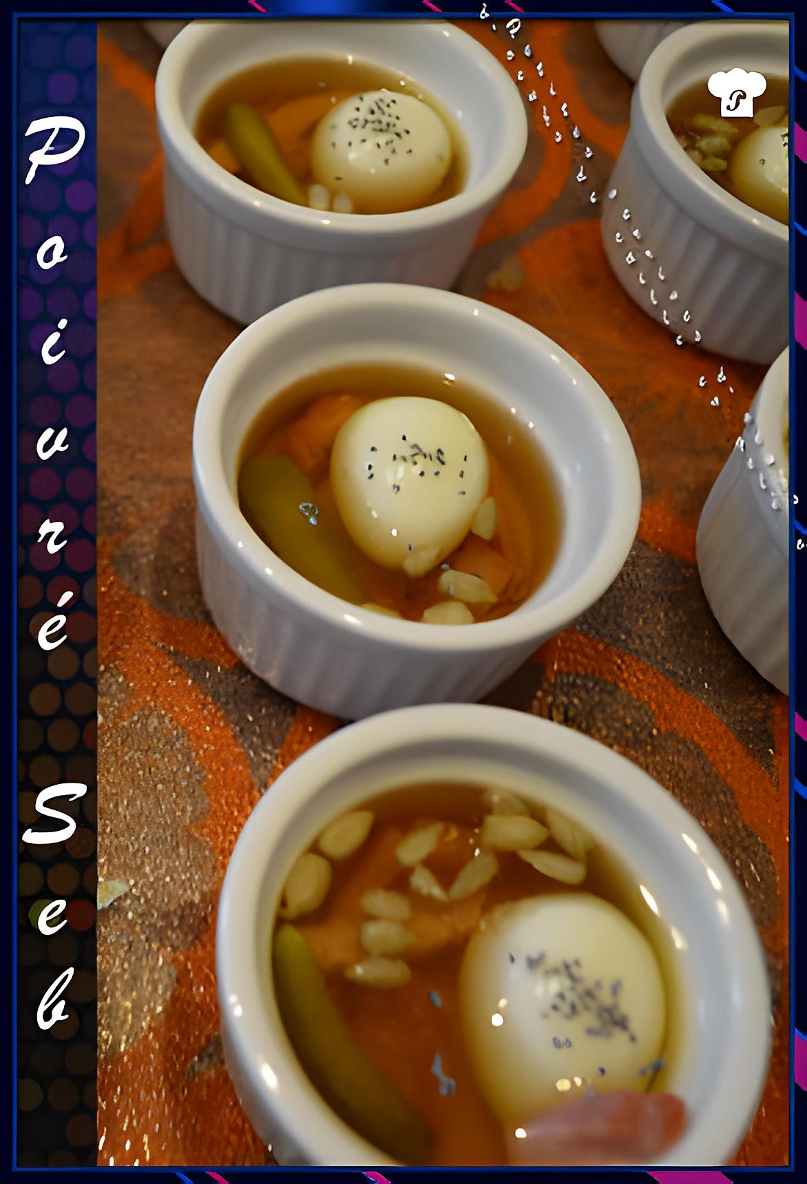recette Petites verrines d’œuf de caille en gelé au Porto