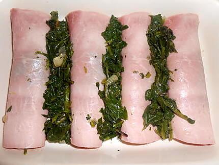 recette JAMBON AU VERT DE BLETTE GRATINE