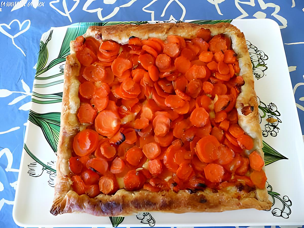 recette tarte aux carottes nouvellesà la mimolette, gingembre et miel,