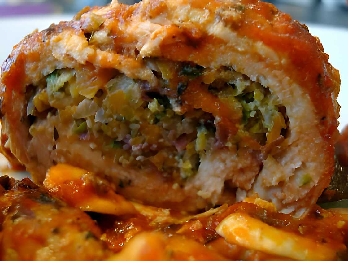 Paupiettes de dinde farcies aux légumes – sauce tomate et champignons - Minceur!
