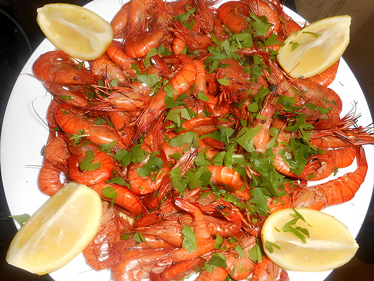 recette Poelée de crevettes bouquet flambée au calvados