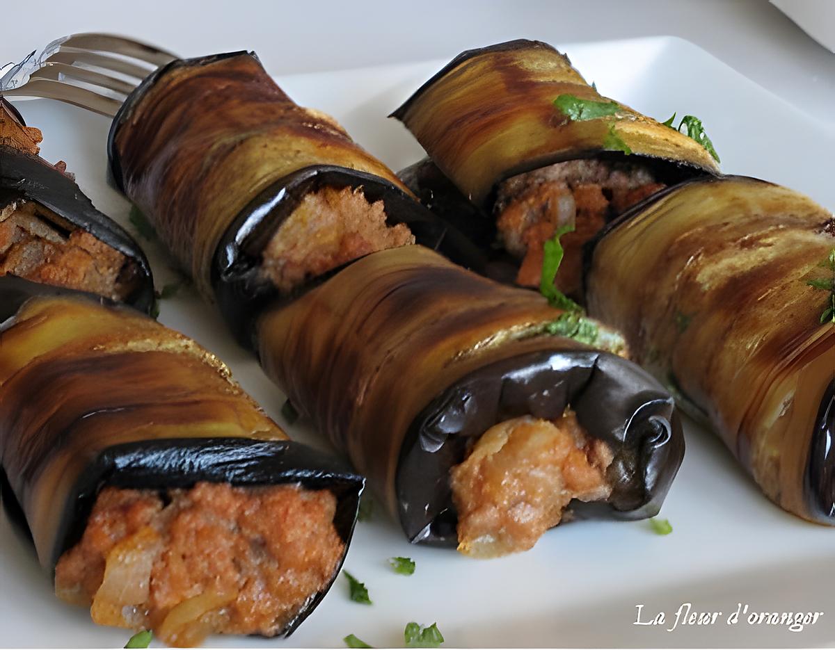 recette Roulades d'aubergines farcie à la viande et feta