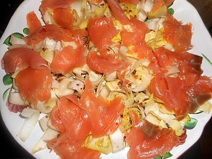 recette Salade d endives au saumon fumé et oeufs de saumon