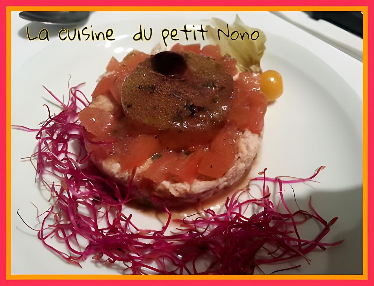 recette Tartare  de thon  et tomates et sa gelée  de balsamique