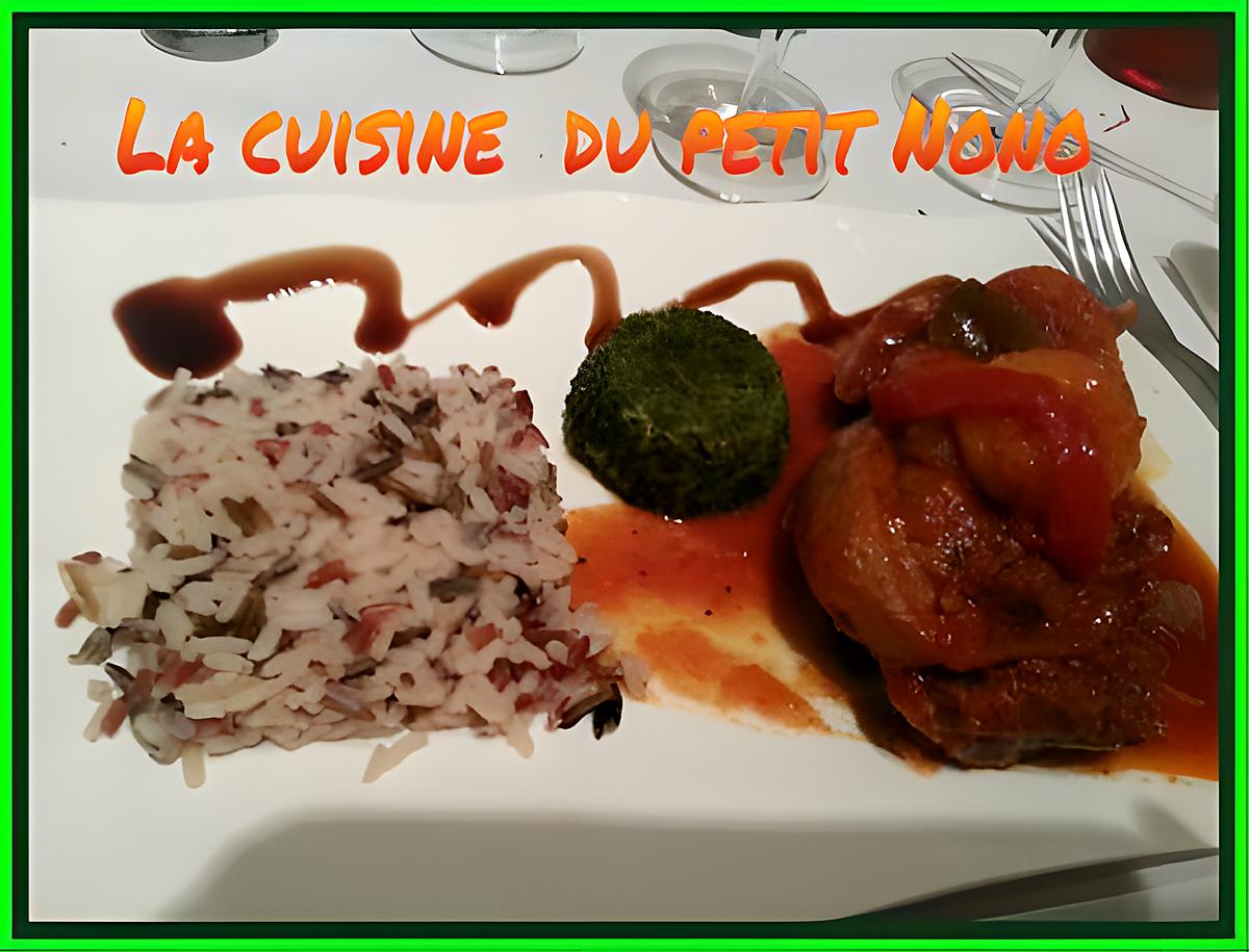 recette Osso bucco de dinde a la provençale ,  flan d épinards  et son riz tricolore  sauvage !